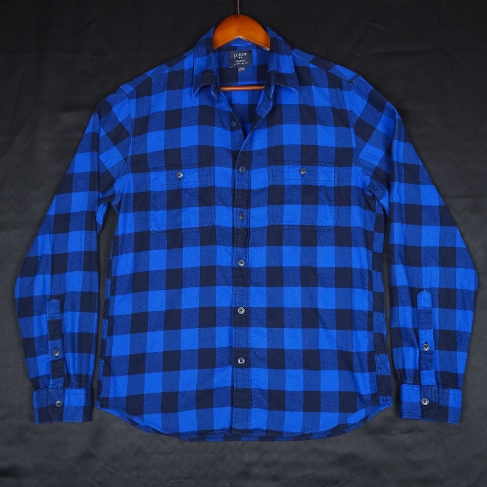 J.Crew Flannel Shirt Mens M Blue Buffalo Check Plaid Cotton Fall 2017 Winter